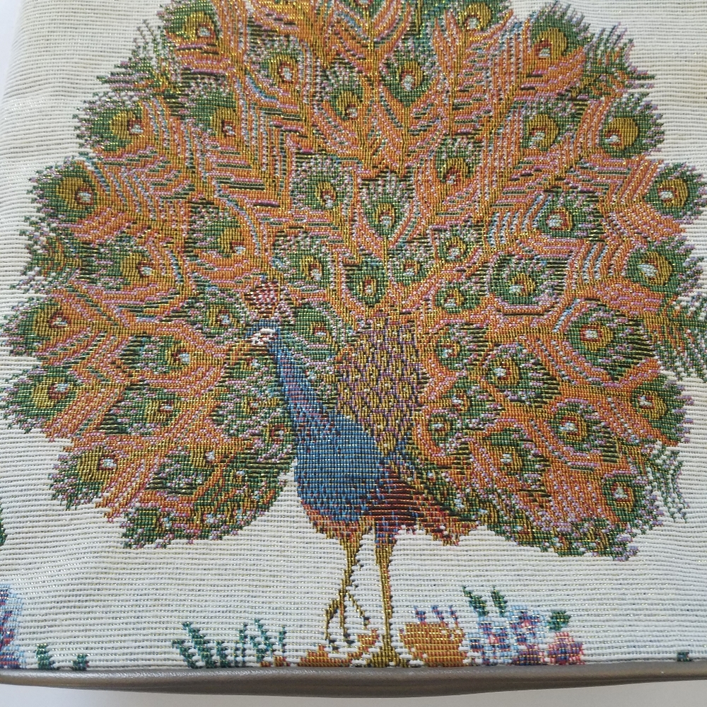 Vtg Tapestry Peacock Handbag Shoulder Bag Purse Boho - Picture 3 of 11